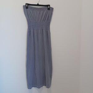 Chic Striped Gray Midi Dress